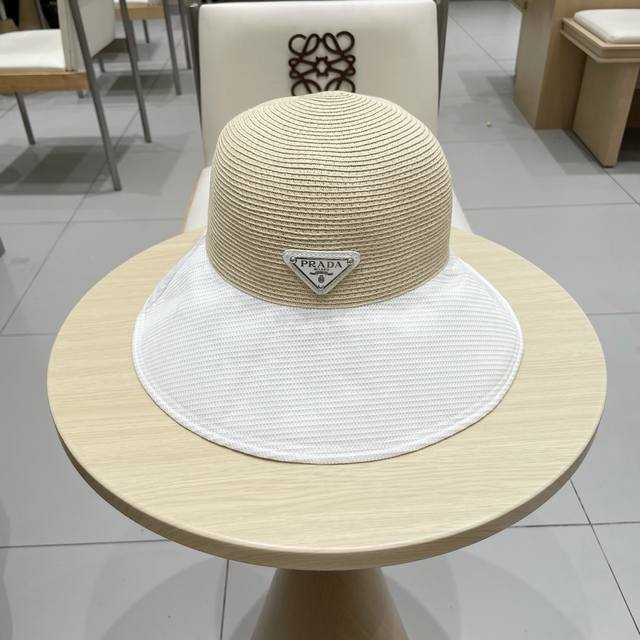 Prada Prada bow fisherman hat women's summer travel sun protection sun hat large