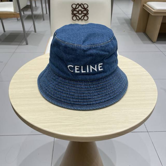 Celine Arc de Triomphe high version denim fisherman hat big head basin hat Korea