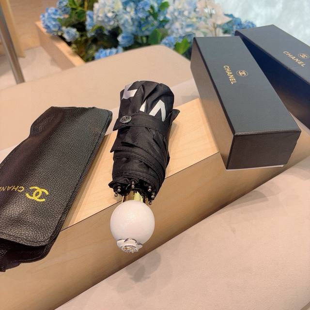 Chanel pearl handle 50% off manual folding umbrella made of Taiwan imported UV a