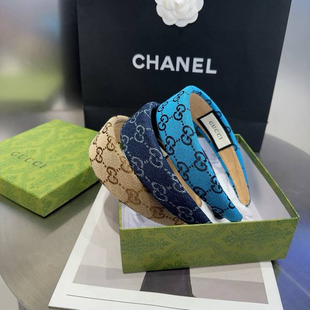 with packaging box Gucci Gg letter headband, classic letters, fashionable and ve