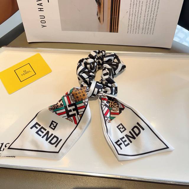 with packaging Fendi Fendi double F letter ribbon ponytail hair ring butterfly c