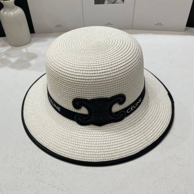 Special price with dust bag Celine 2025 new Arc de Triomphe wide-brimmed hat bas