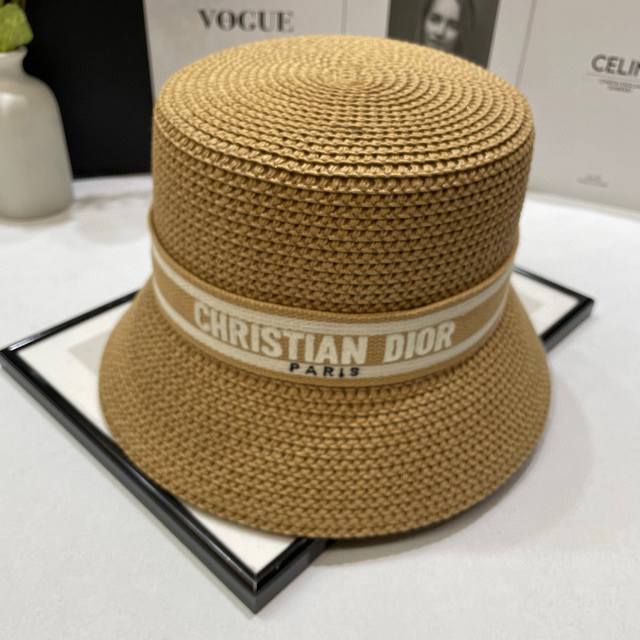 Special price with dust bag Dior 2025 new hollow hat basin hat bucket hat straw