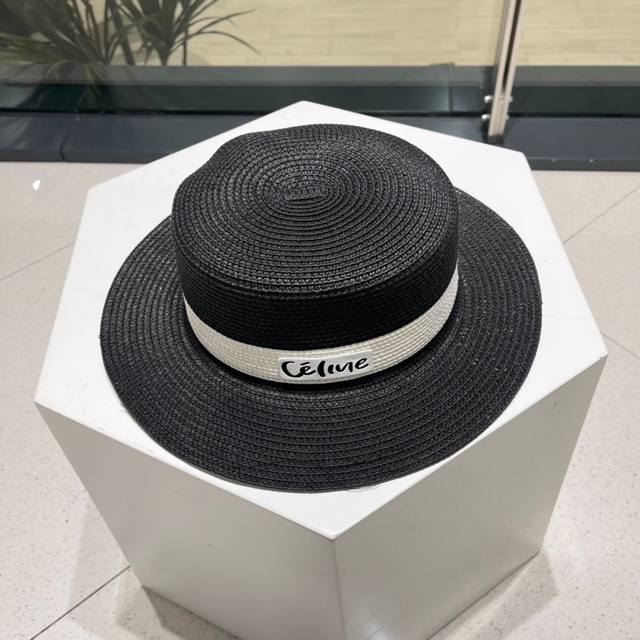 Celine 23 new straw hat, celebrity style sun hat, top hat, head circumference 57