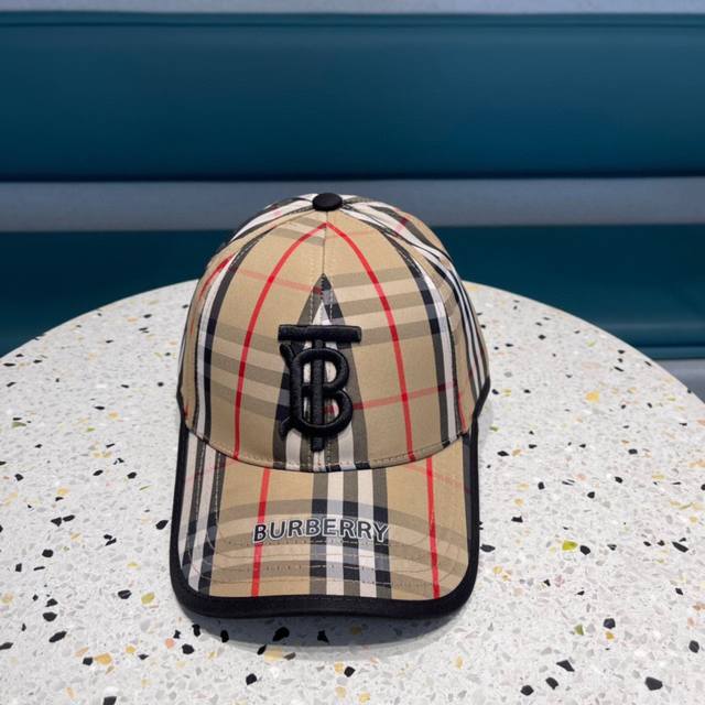 Burberry official website original embroidered baseball cap plaid retro fashion