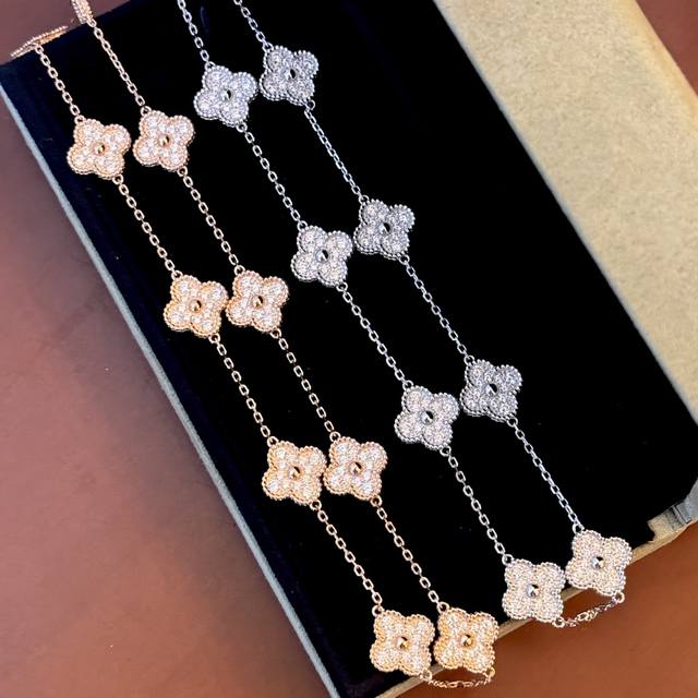 A4248 Fanjia classic four-leaf clover series full diamond ten-flower necklace hi