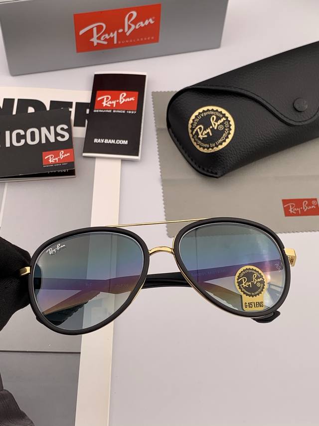 Official synchronization brand: Ray-Ban classic men's and women's glass sunglass