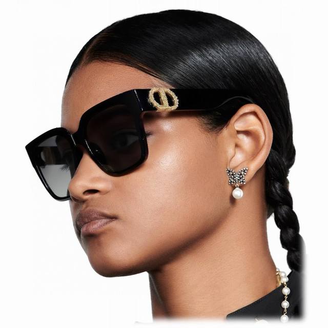 Dior 2025 trend new polygonal frame diamond large frame sunglasses women's sungl