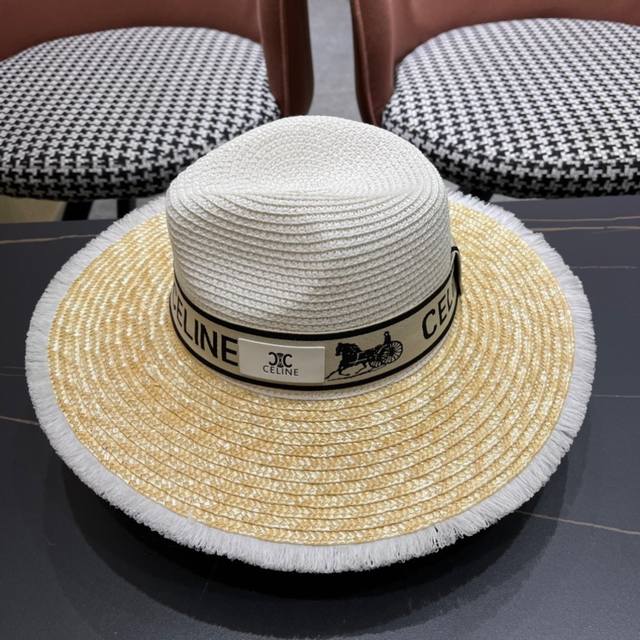 Celine 2025 new style densely woven straw hat is the first choice for the beach