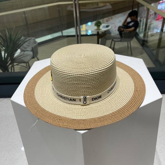 Dior new straw hat, sun hat, beach sun hat, head circumference 57Cm