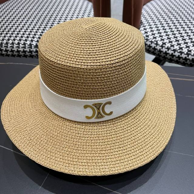 Celine 2025 new brand simple straw hat is the first choice for the beach in summ