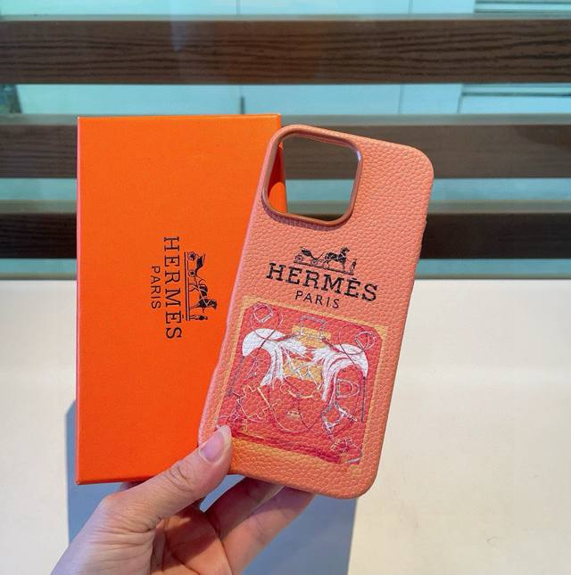 New arrival Hermes full coverage litchi pattern mobile phone case Model: In orde