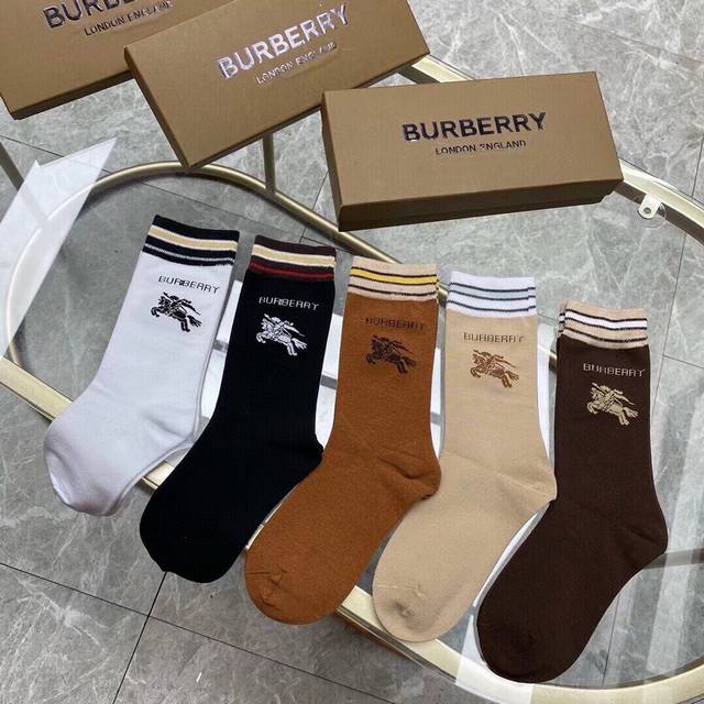 Special Burberry Burberry Big B's new women's high socks, one box of five pairs