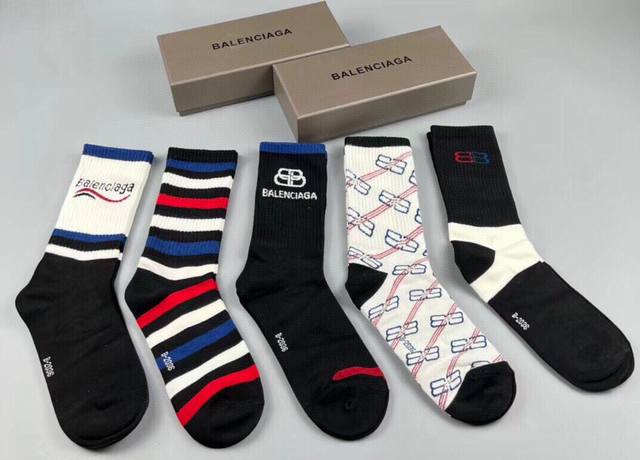 Balenciaga Paris Grand Paris new women's long socks, one box of five pairs of pu
