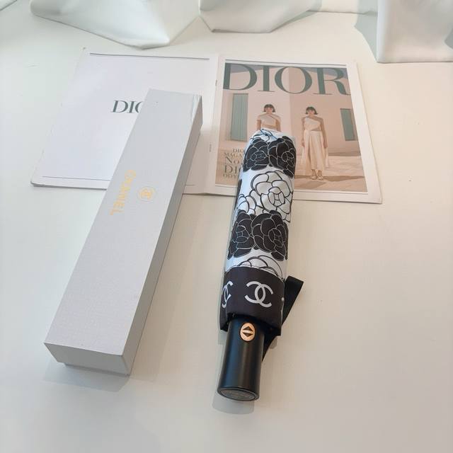 Chanel tri-fold automatic folding umbrella, fashionable, original OEM, exquisite