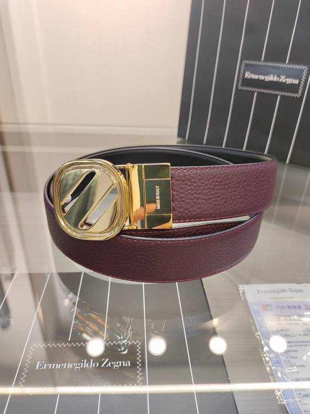 Zegna boutique versatile men's belt - width 34mm counter model boutique copper b
