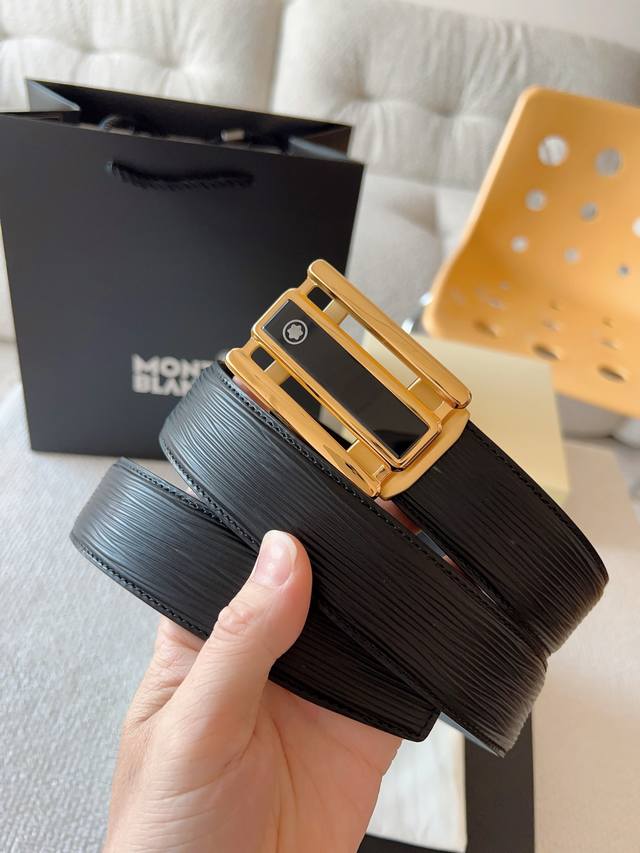 Montblanc, custom-made smooth automatic buckle series original leather with stee