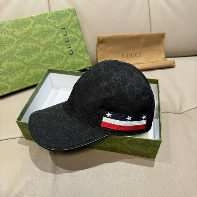 with box bag, Gucci classic original baseball cap, five-star ribbon, 1:1 mold op