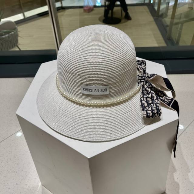 Dior straw hat, new summer sun hat, color matching straw hat, high-end customiza