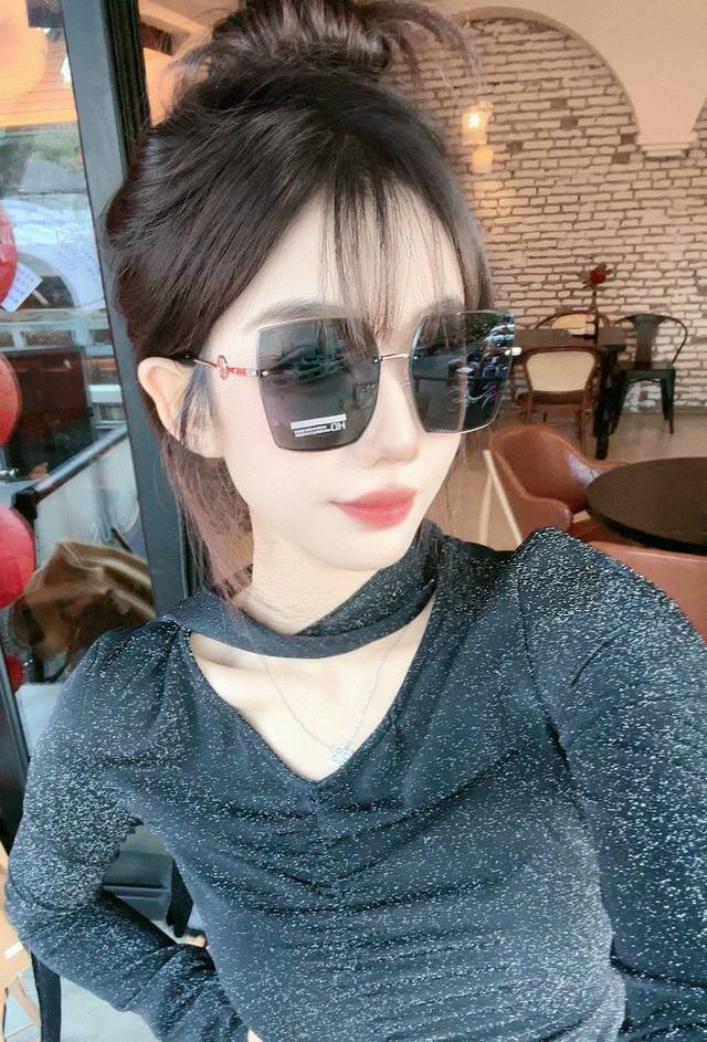 Dior fashion frameless sunglasses lens top luxury high quality [kiss] temperamen