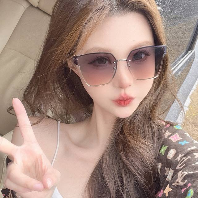 Dior fashion frameless sunglasses lens top luxury high quality [kiss] temperamen