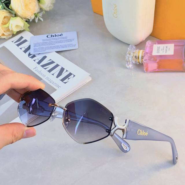 Chlo* new metal polygonal sunglasses high-end sunglasses for women European and