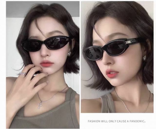 Louis Vuitto* cat-eye plain black ultra-polarized sunglasses for men and women I
