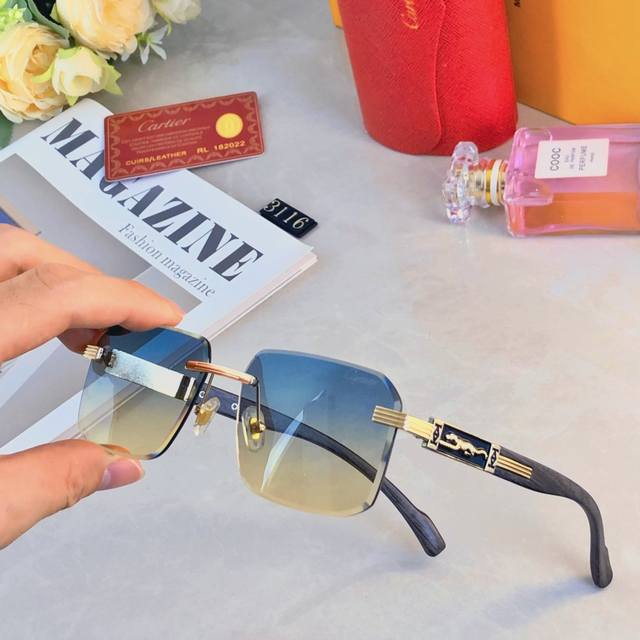 Cartie* frameless trimmed new fashion sunglasses sun protection slimming sunglas