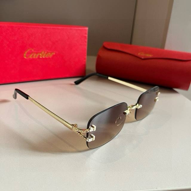 Cartie* Cartier precious sunglasses metal material PC temples ten frameless ultr