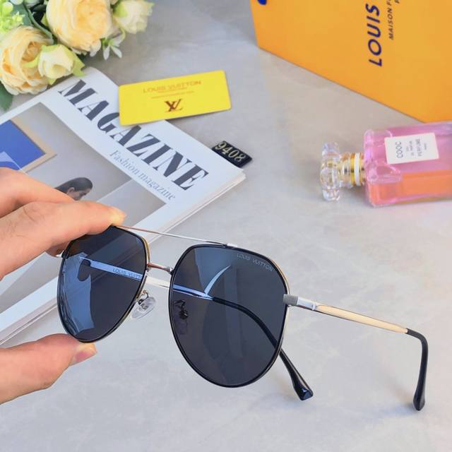 Louis Vuitto*Fashionable pilot frog glasses new style metal frame polarized sung