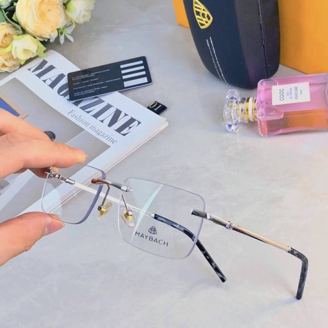 Maybac*super cool frameless glasses myopia glasses frame men's business frameles