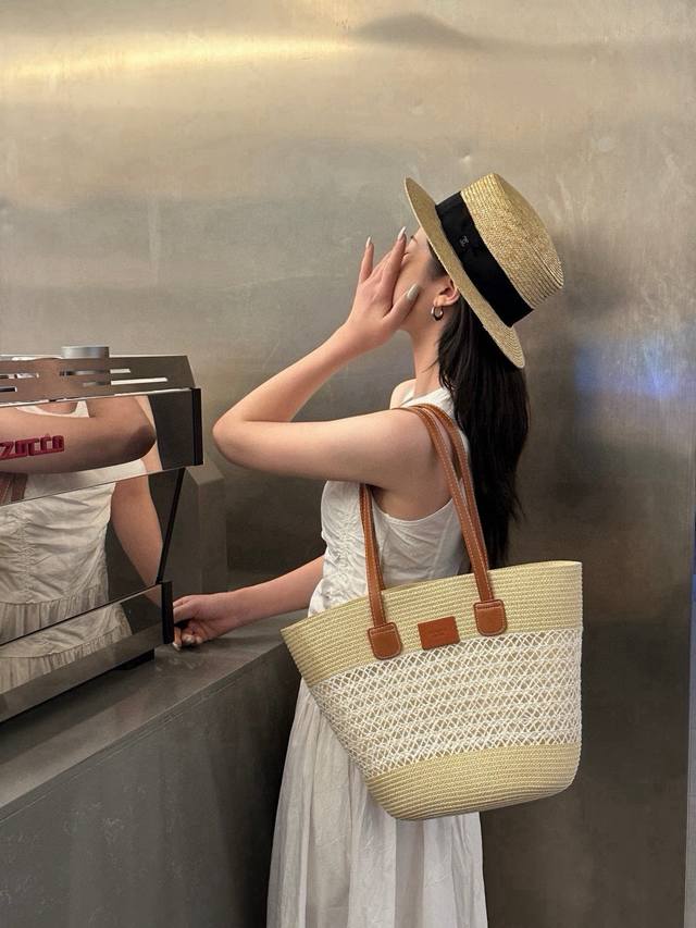 Hermes official website straw bag Raffia hand-woven bag, a must-have for summer