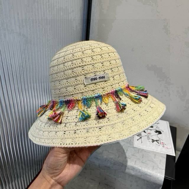 Miumiu Miu Miu lace basin hat, fresh design, head circumference 57cm