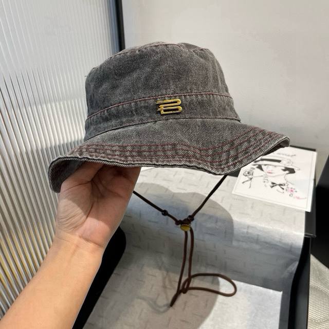 Balenciaga denim bucket hat, head circumference 57cm