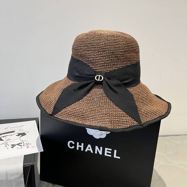 Dior new straw hat, sunshade beach straw hat, head circumference 57Cm