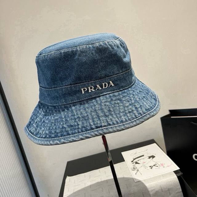 Prada new sunshade fisherman hat, anti-ultraviolet cloth hat, foldable head circ