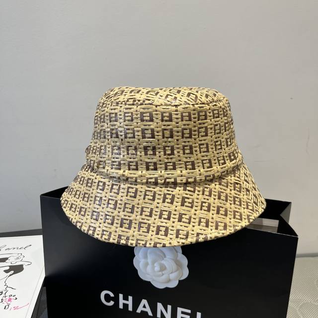 Fd Fendi new straw hat, high-end custom made, head circumference 57Cm