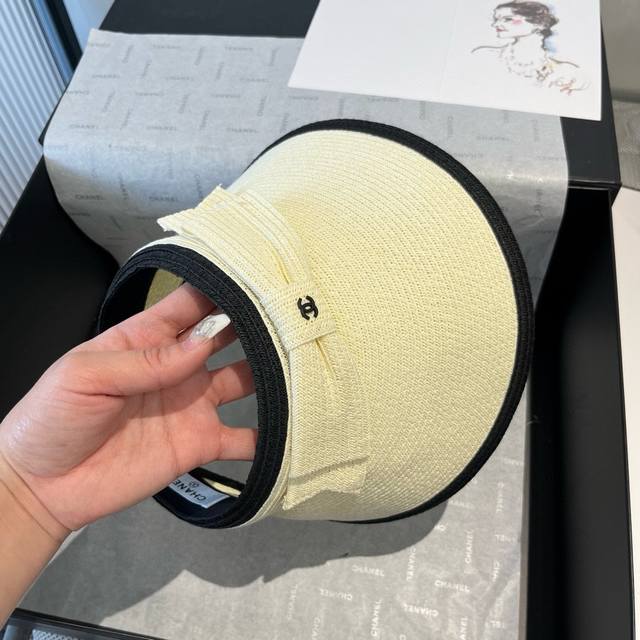 Chanel bow hollow top sun hat, adjustable