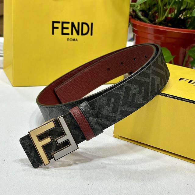 Special Fendi Fendi counter same style width 4.0cm double ring reversible belt F
