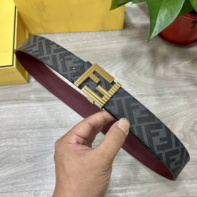 Special Fendi Fendi counter same style width 4.0cm double ring reversible belt F