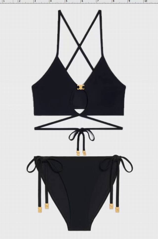 Celine Arc de Triomphe halter bikini continues the classic minimalist style, ful