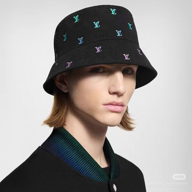 Louis Vuitton double-sided embroidered bucket hat, new model, high-end and styli