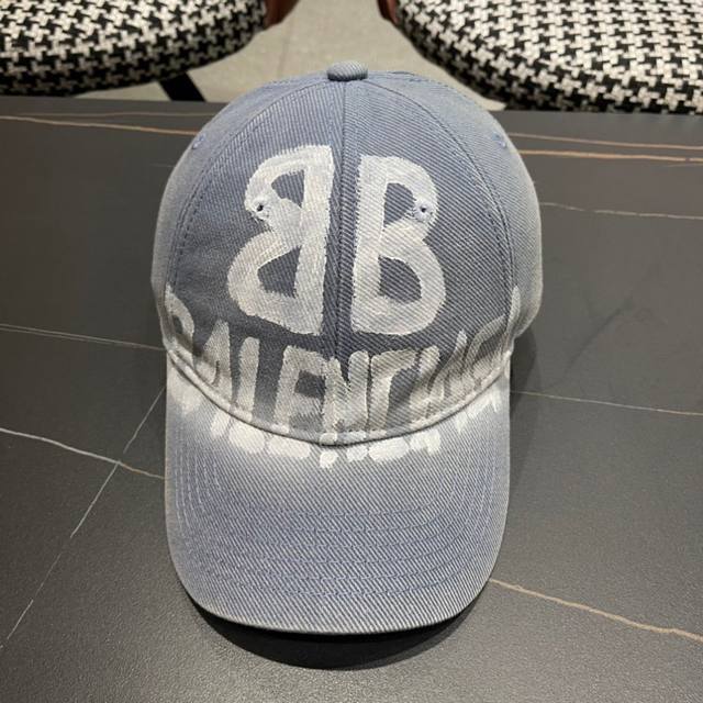 New Balenciaga baseball cap with painted letters, yuppie street style, suitable