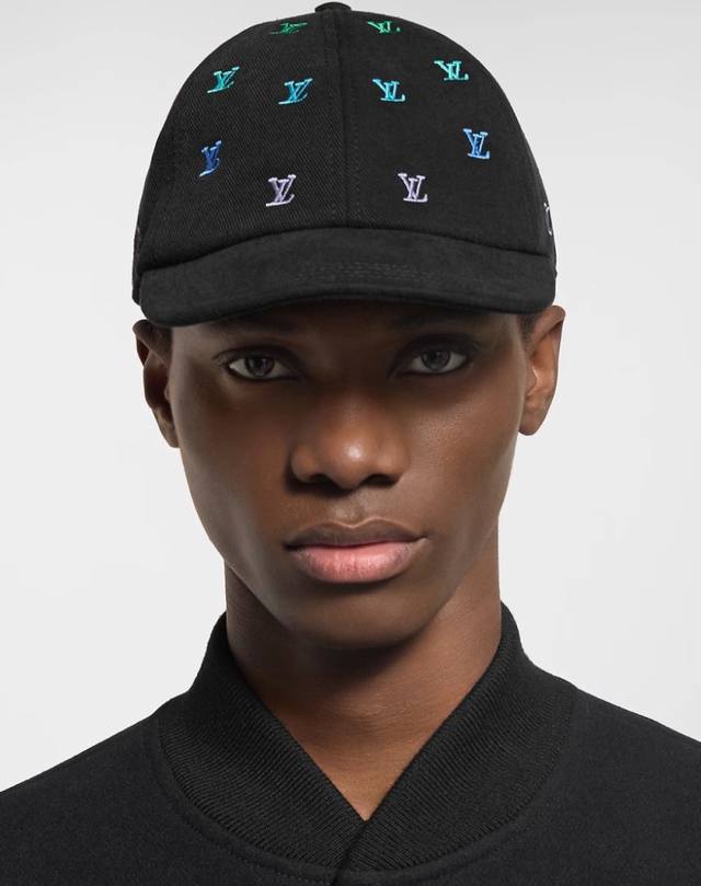 Lv Louis Vuitton 2025 new unisex black cotton fantasy Lv embroidered baseball ca