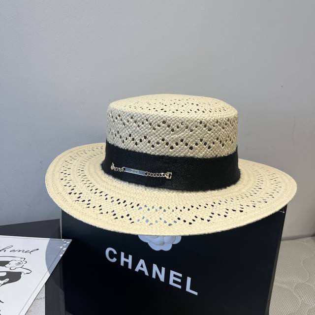 Dior 25 new flat straw hat, Lafite hat, head circumference 57Cm