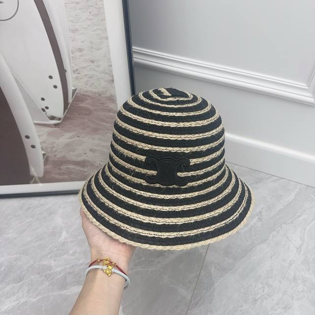 Running volume Celine Korean new style stitching fisherman straw hat Very small