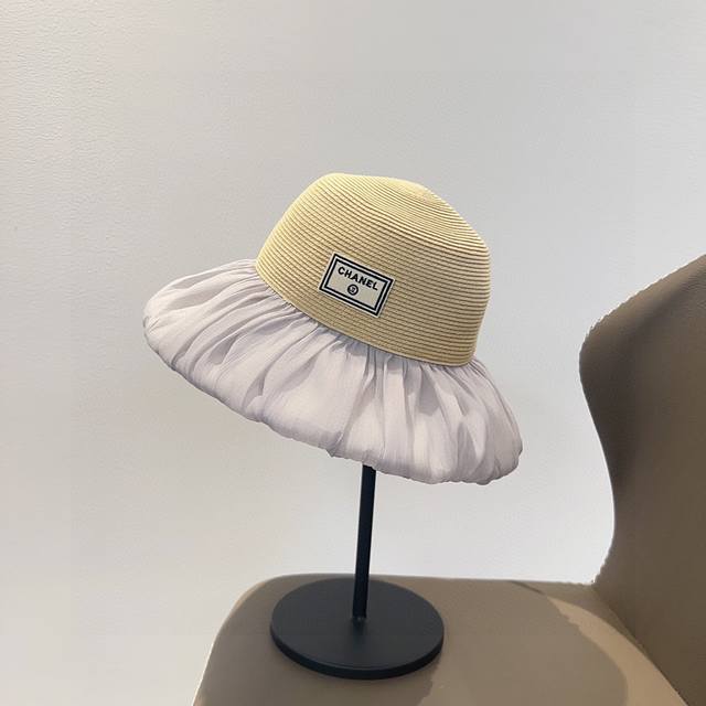 with dust bag Chanel 2025 new Chanel style irregular pleated bucket hat, a must-