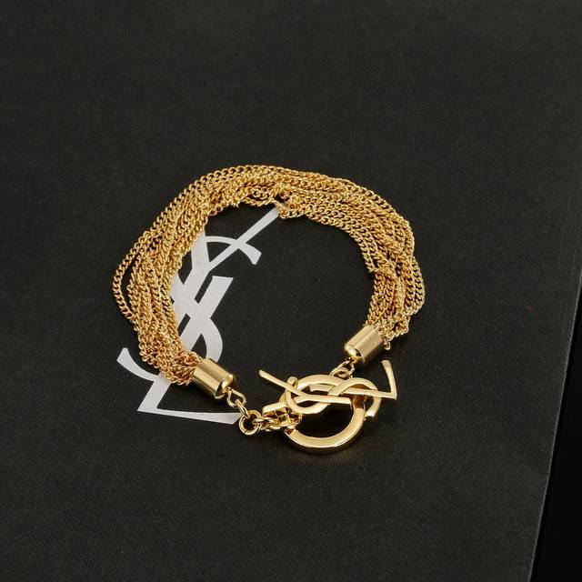 Ysl Saint Laurent multi-layer chain bracelet original brass material Yves Saint