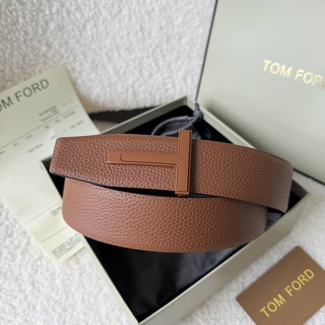 Tom Ford. New high-end double-sided calfskin, simple business men's belt, 4.0cm