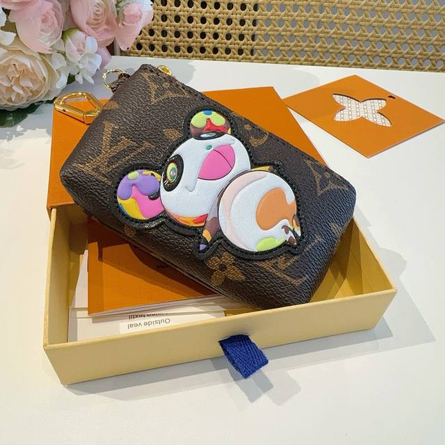 Lv Takashi Murakami collaboration panda coin purse card holder pendant Louis Vui